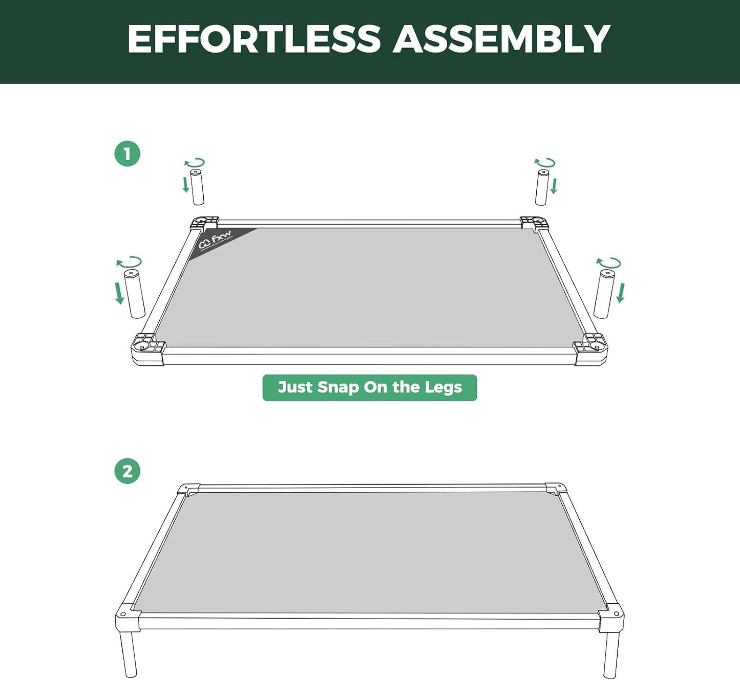 FXW TitanNest Chew-Proof Elevated Dog Bed, Raised Cot for Indoor/Outdoor/Camping Use, Durable & Waterproof Cooling Pet Bed for Extra-Small Dogs, 29.0" L x 18.0" W x 4.5" H, Black