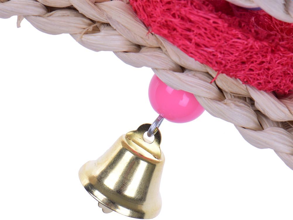 Hypeety Pet Bird Parrot Swing Chewing Toy Natural Sepa Takraw with Happy Twist Colorful Bead Swing Bell