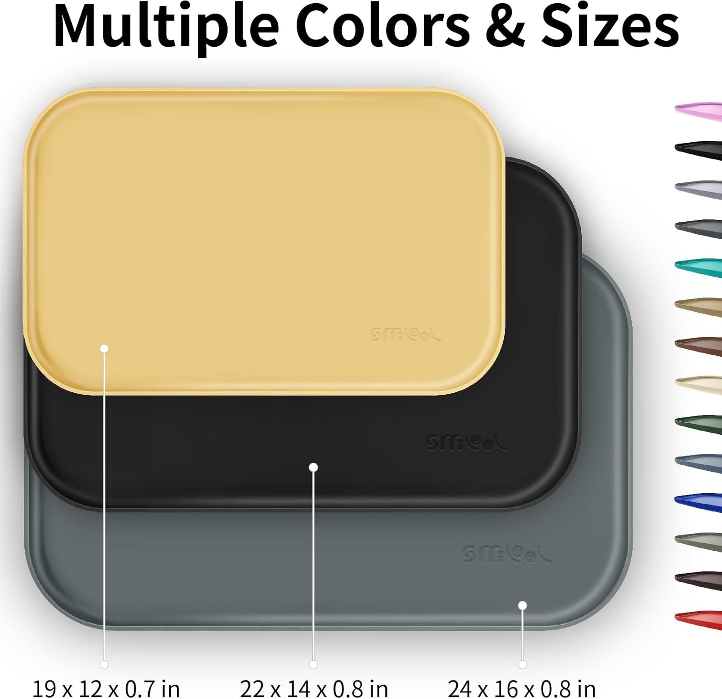 Silicone Pet Feeding Mat with Raised Edge for Food and Water, Dog Bowl Mats, Cat Bowls Placemat with High Lip for Floor Waterproof, Rubber Tray for Cats and Dogs 22 x 14 x0.8 White Sand