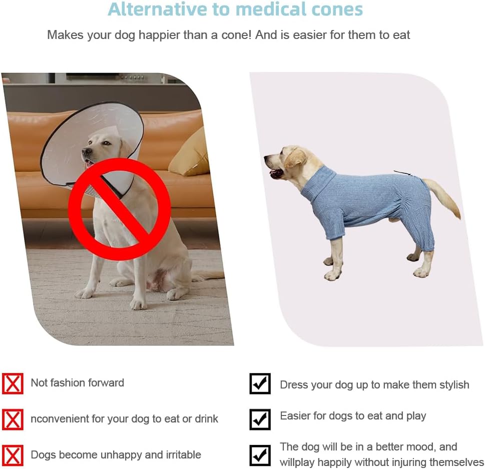 Dog Pyjamas Sweater Clothing and Loungewear Suitable for Small to Medium Breeds of Dogs, Dog Neutering Suits, Extra-Large Stretch Fabric, Four-Legged Dogs Clothes Pyjamas (Sweater Blue, L)