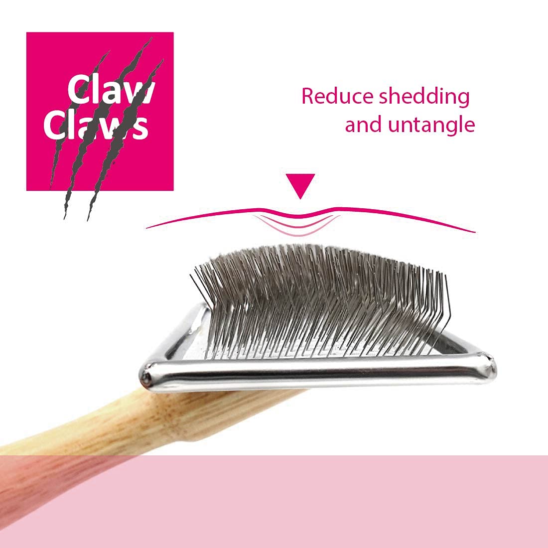 Pet Slicker Brush for Medium Dogs, Wooden Handle with Stainless Steel Soft Pins, Gently Remove Tangled, Loose Undercoat and Mats Hair, Pet Grooming Brush Tool (6.6")