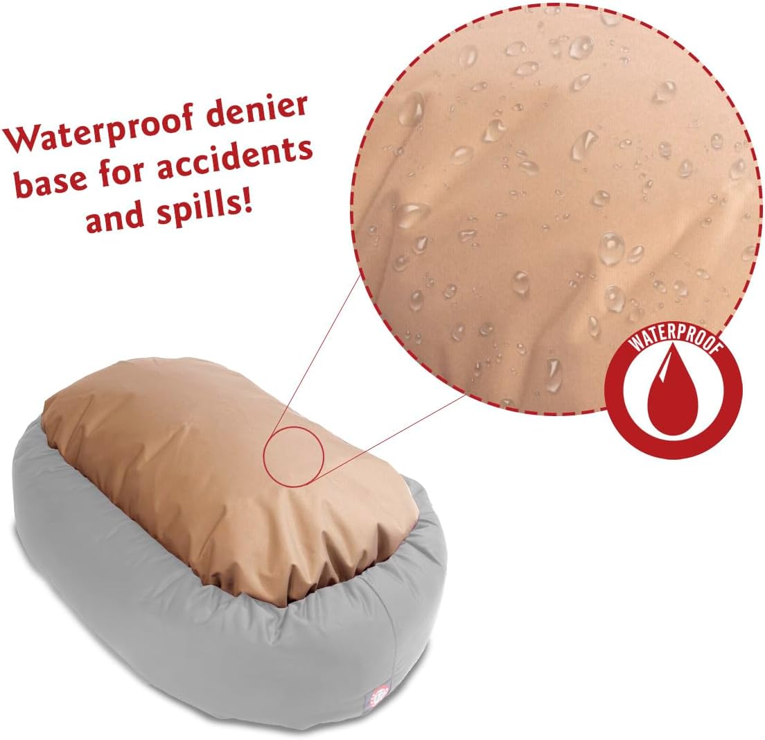 Majestic Pet 32 Inch Micro Velvet Calming Dog Bed Washable 32x23x7 (inch) – Cozy Soft Round Donut Dog Bed with Spine for Head Support - Pet Bed Medium – Marine