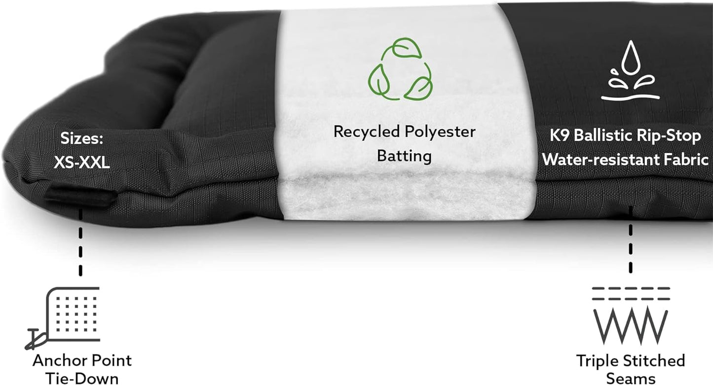 K9 Ballistics Tough Ripstop Dog Crate Pad - Durable & Machine Washable with Non-Skid Bottom and 120-Day Warranty, Fits 54" Wire Crates - XX-Large, Blue Quartz