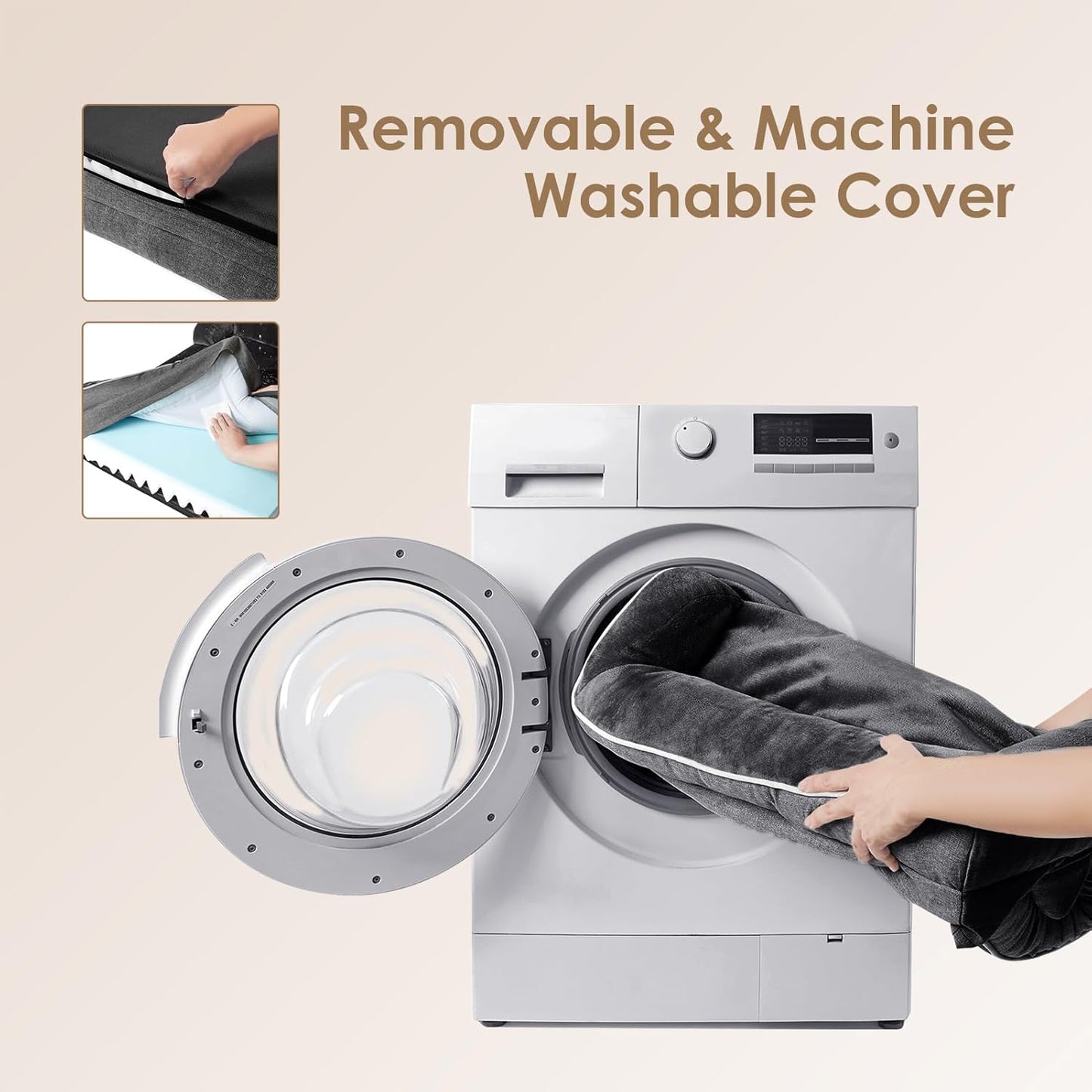 EHEYCIGA Orthopedic Dog Beds for Large Dogs, Waterproof Memory Foam Large Pet Bed with Sides, Non-Slip Bottom and Egg-Crate Foam Dog Couch Bed with Washable Removable Cover, Dark Grey