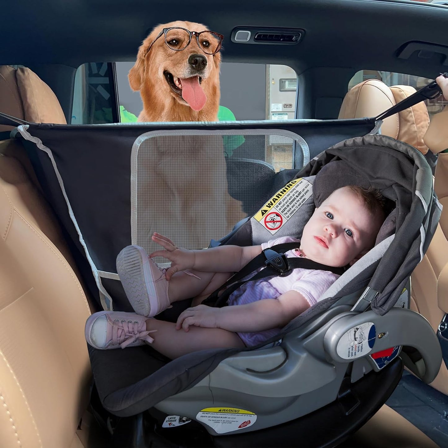 njnj Dog Car Seat Cover for Back Seat - Waterproof Dog Half Hammock for Cars with Mesh Window,Scratchproof Pet Backseat Protector,Perdurable,Non-Slip Booster Seat for Small,Medium and Large Dogs