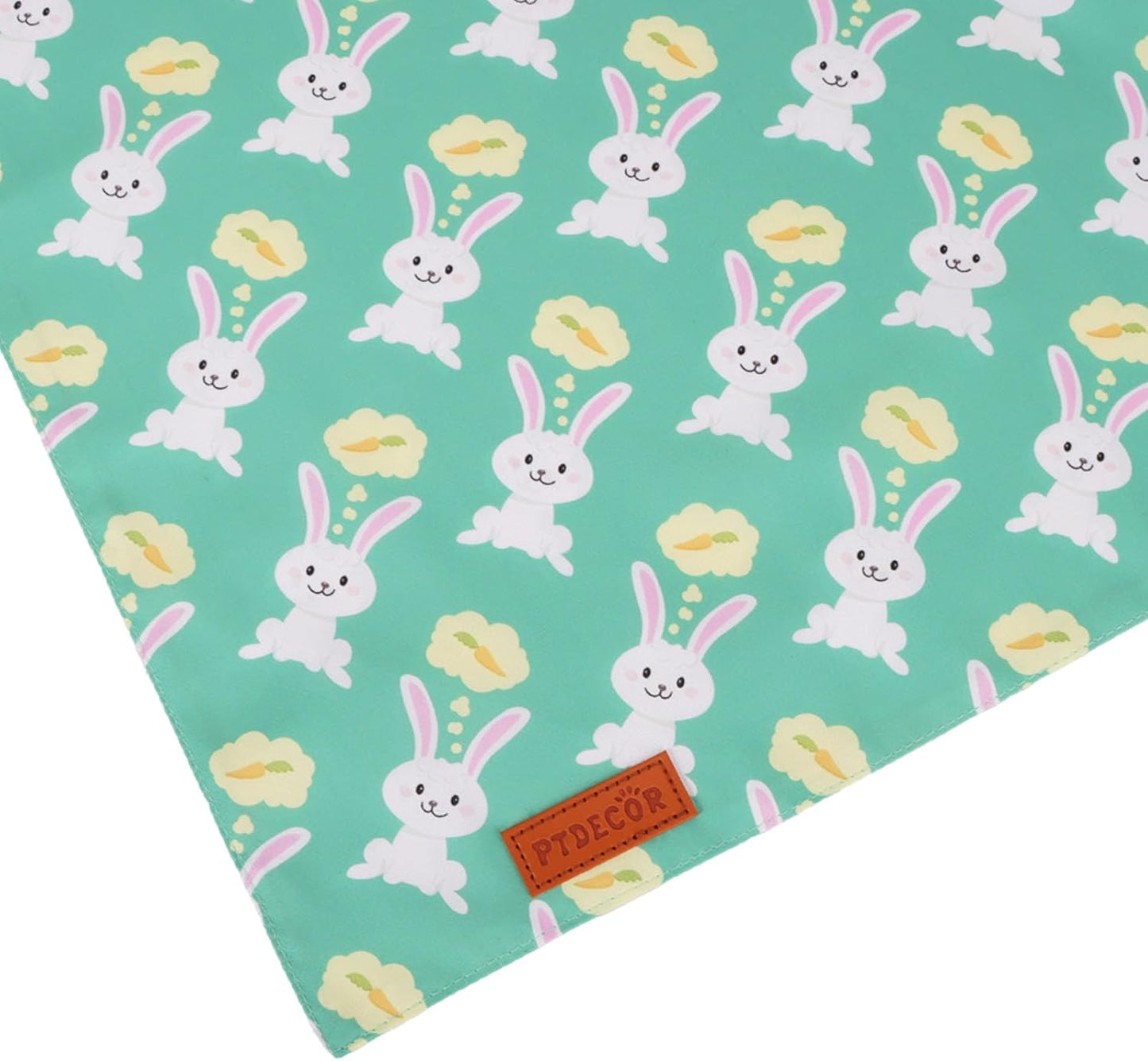 PTDECOR Easter Dog Bandana, Green and Yellow Rabbit Carrot Reversible Holiday Dog Scarf, Multi Size, Triangle Pet Easter Bandanas for Large and Extra Large Dogs Pets (X-Large)