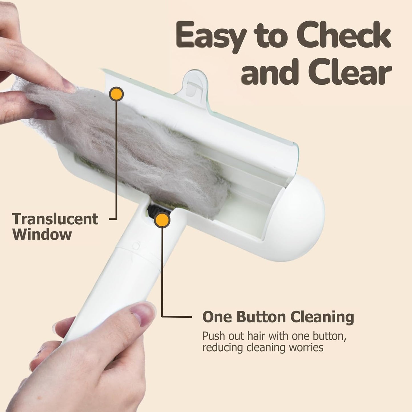 Reusable Pet Hair Remover - Lint Roller for Dog & Cat Fur - for Furniture, Carpet, Clothing - Detachable Handle (White)