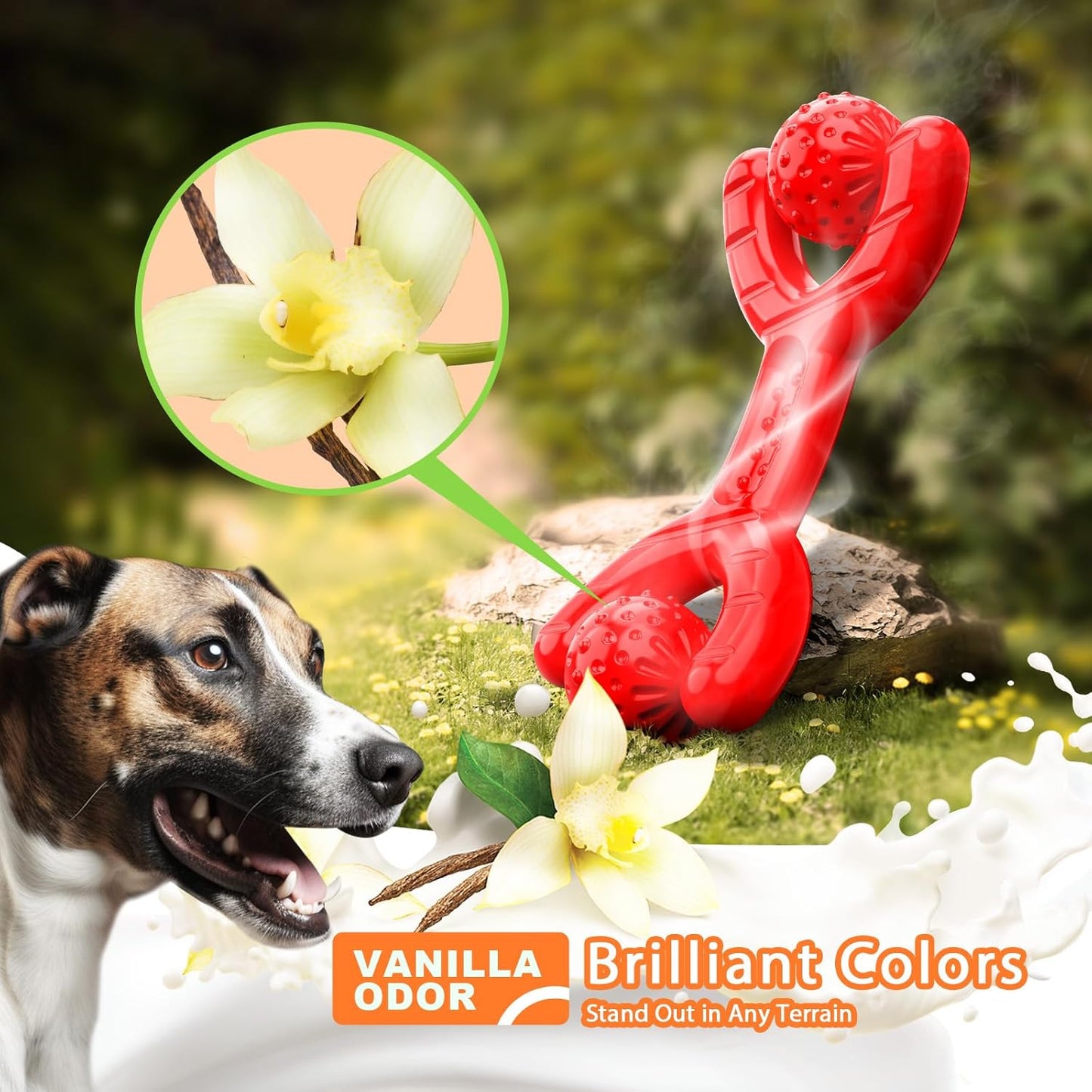 Indestructible Dog Toys for Aggressive Chewers - Heavy-Duty Chew Bones with Real Vanilla Flavor, Interactive & Durable Toys for Medium/Large Dogs to Relieve Boredom