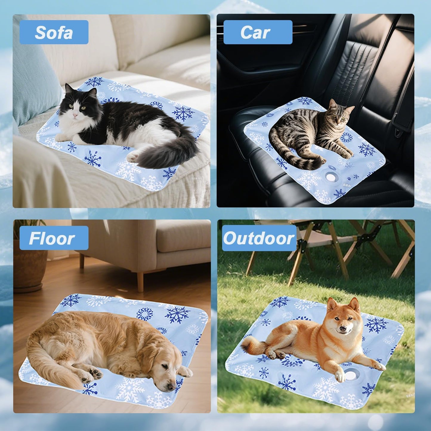 Dog Cooling Mat, Cooling Mat for Dogs & Cat, Provides Instant Relief for Small, Medium, Large Dogs, Washable, Non-Slip Design, Perfect for Hot Summer Days to Keep Pets Comfortable(M 19.6''*23.6'')