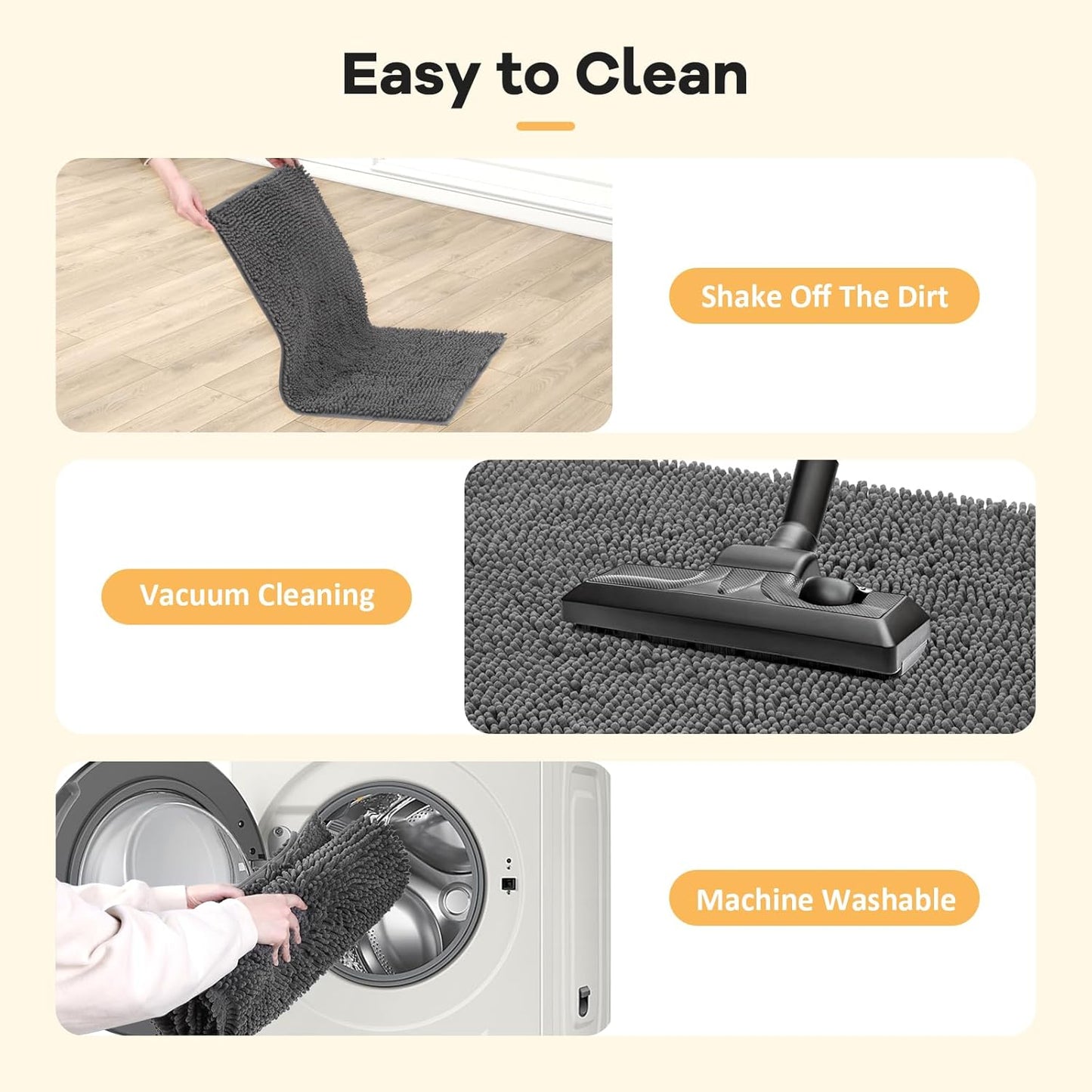 Absorbent Dog Door Mat for Muddy Paws, 60" x 36" Chenille Indoor Mats for Entryway, Trap Dirt Front Door Mat Indoor Entrance Washable Non Slip Soft