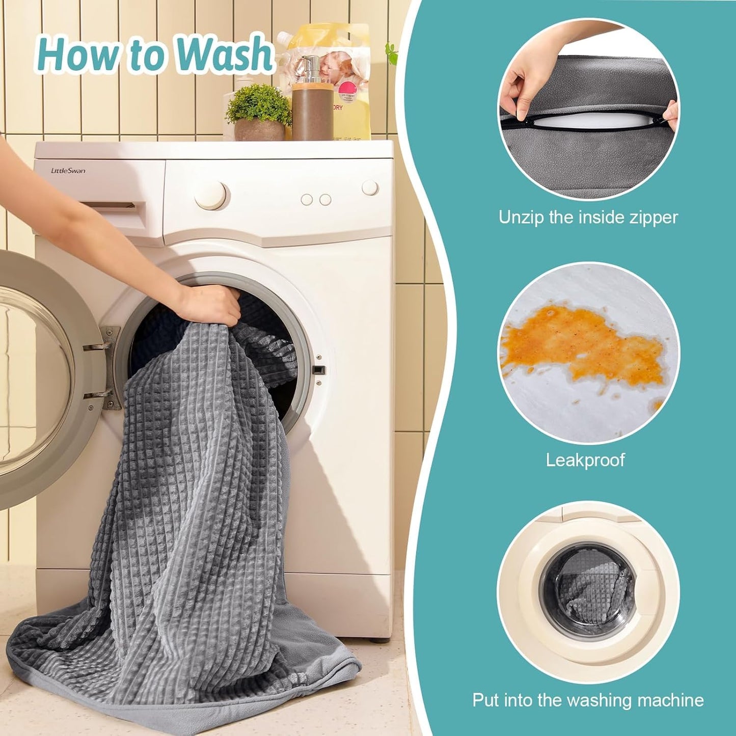 Orthopedic Dog Bed for Extra Large Dog, XL Pet Couch for XLarge Size Dog, Big Supportive Foam Bolster Sofa with Waterproof Lining Cover, Comfort, Washable, 48x32x7.5 in, U Shape, Grey