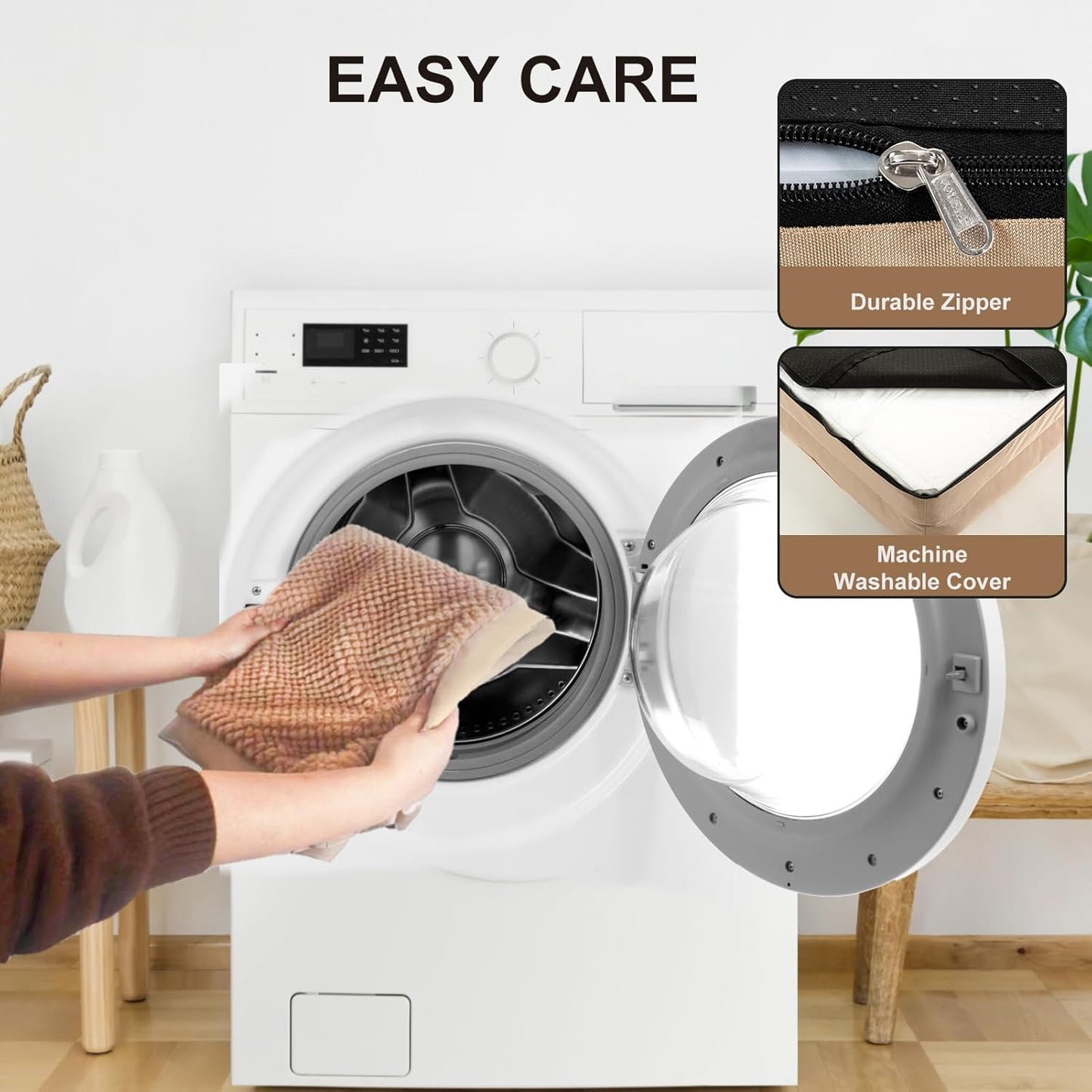 JOYELF Orthopedic Dog Bed for Extra Large Dogs, Foam Sofa Couch Bed, Waterproof with Removable Washable Cover and Nonskid Bottom, Durable - Khaki