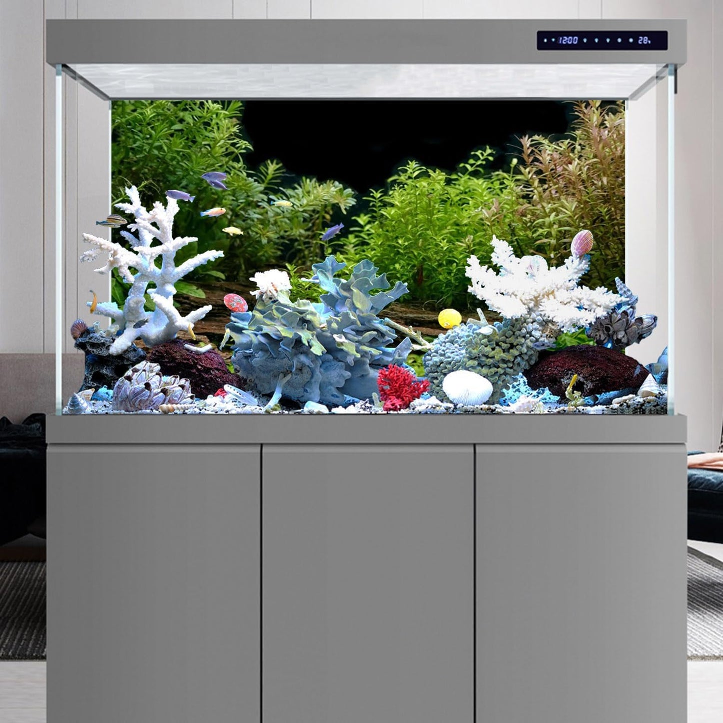 AWERT Aquarium Background River Bed & Lake Aquatic Plant Fish Tank Background Vinyl 36x18 inches
