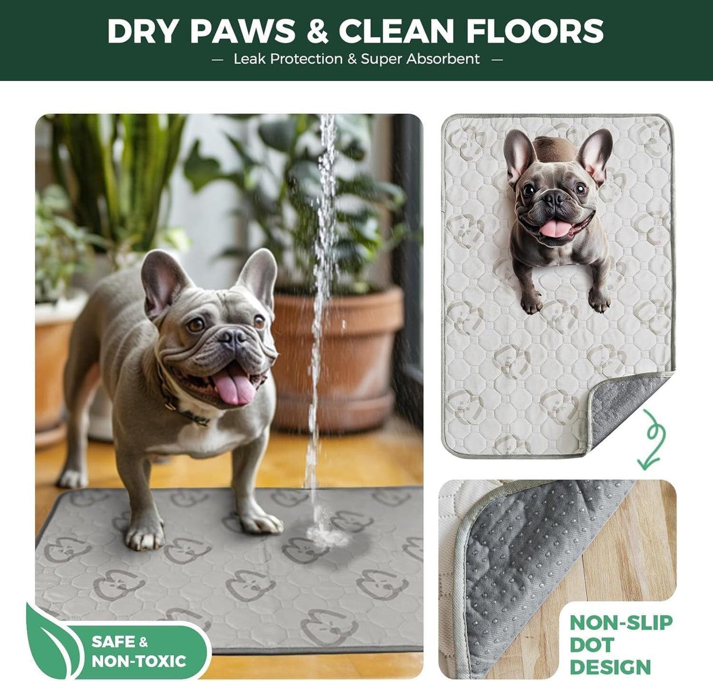 FXW Washable Pee Pads for Dogs, Puppy Pads with Super Absorbent, Specifically Designed for FXW Rollick/Homeplus 24inch 6 Panels Dog Playpen, 31" Hexagon, Khaki, 2 Packs