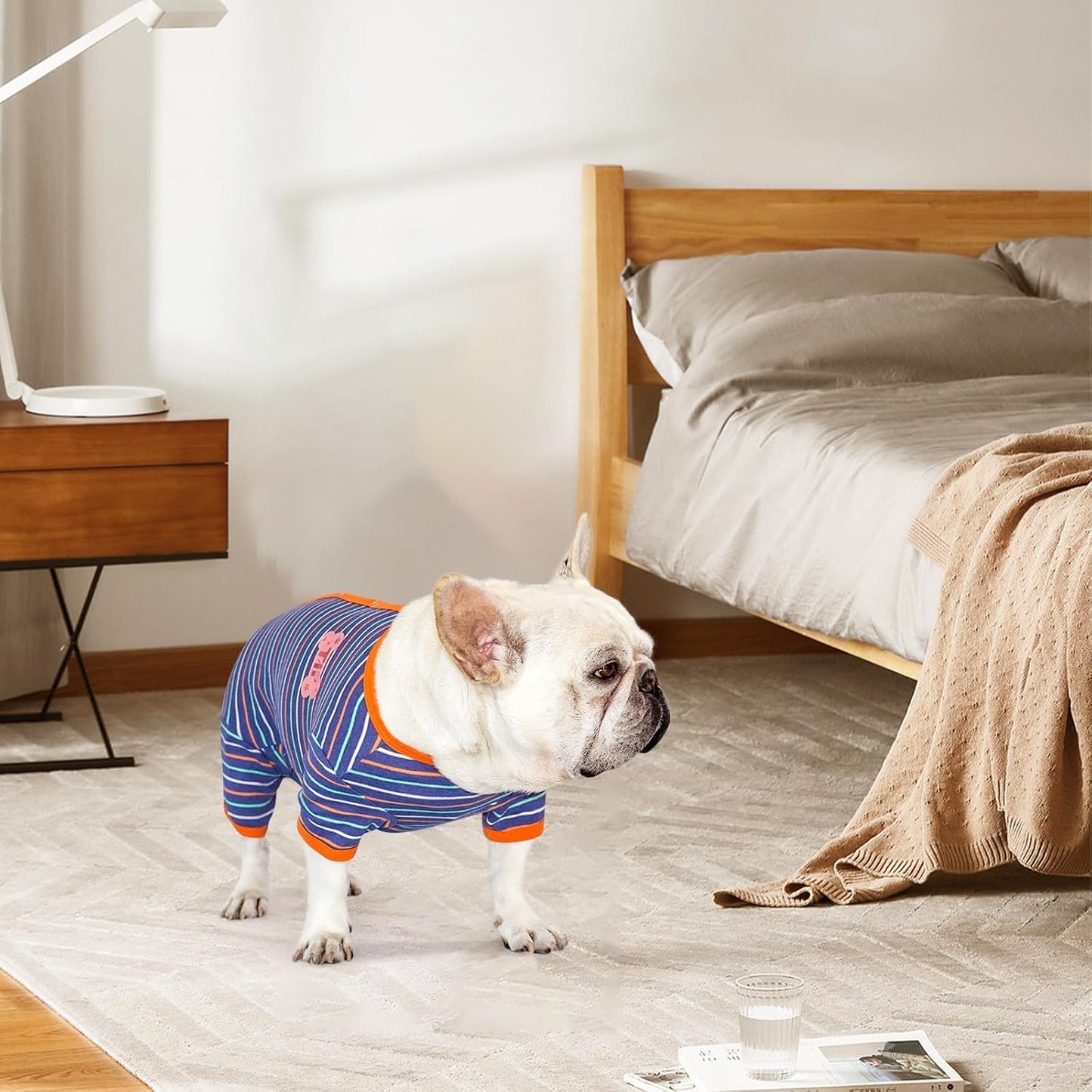 TONY HOBY Dog Pajamas, Male Dog Warm Pajamas with Thermal, Dogs Jumpsuit Shirt for Small Medium Dogs (Navy Blue, Boy, XL)