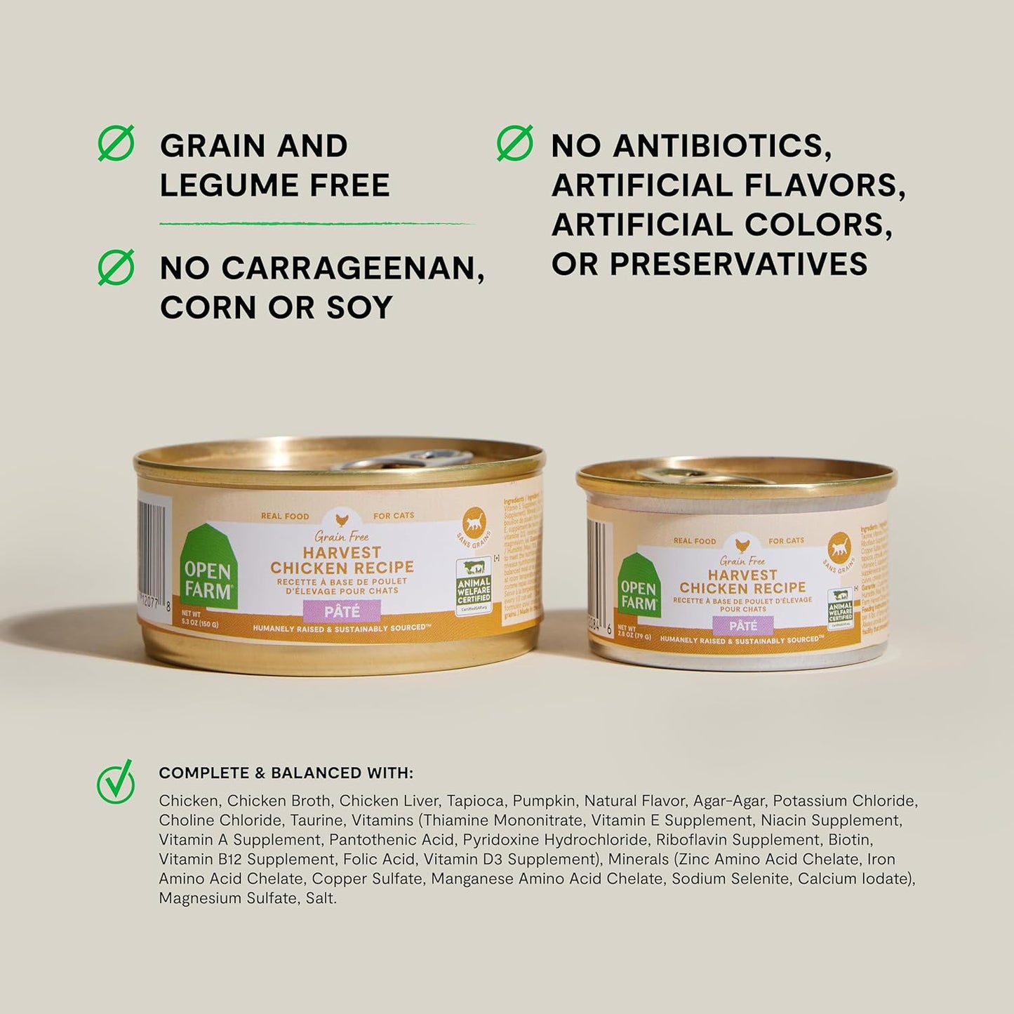 Open Farm Canned Cat Food Variety Pack, Paté for Complete & Balanced Nutrition, Grain-Free and Legume-Free Wet Cat Food, 2.8oz Cans (Case of 12)