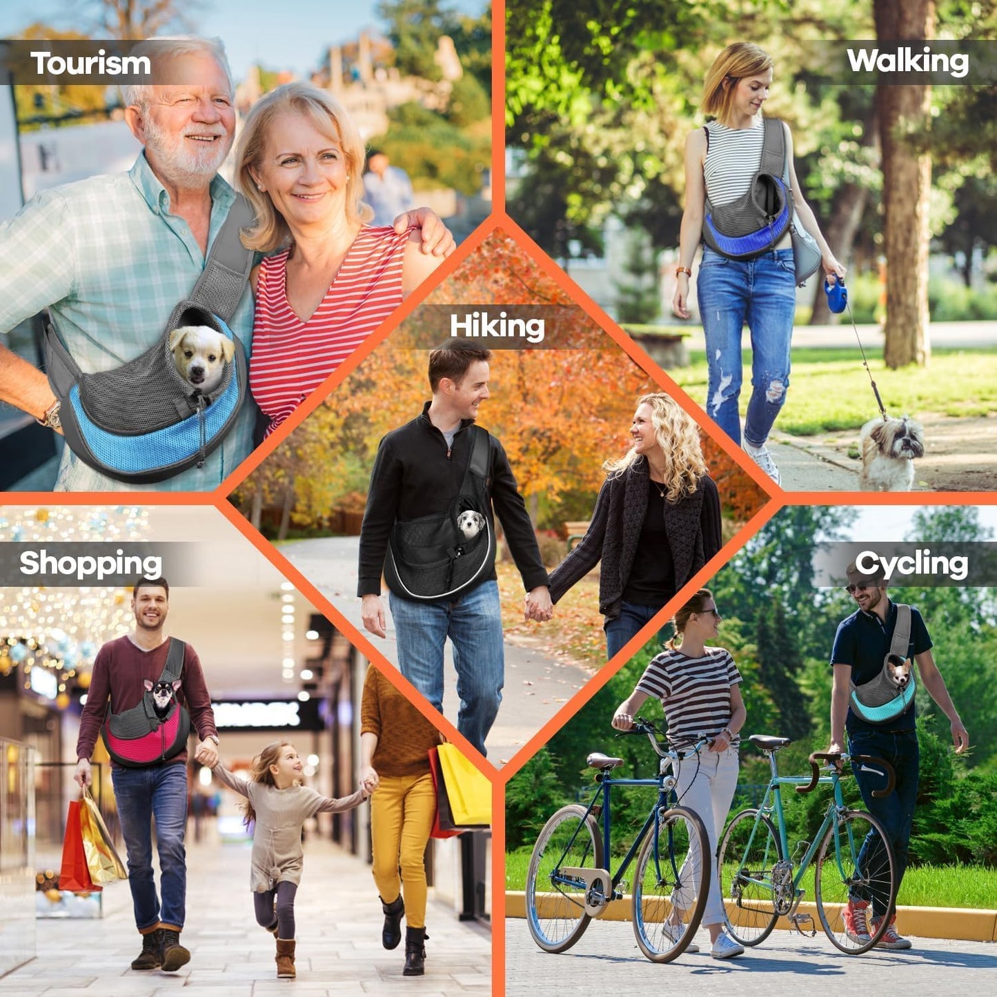 YUDODO Pet Sling Carrier for Small Dogs & Cats – Hands-Free Puppy Carrier with Safety Hook, Large Zipper Pocket, Soft Breathable Mesh, Adjustable Strap & Reflective Strip (Cyan 2.0 S)