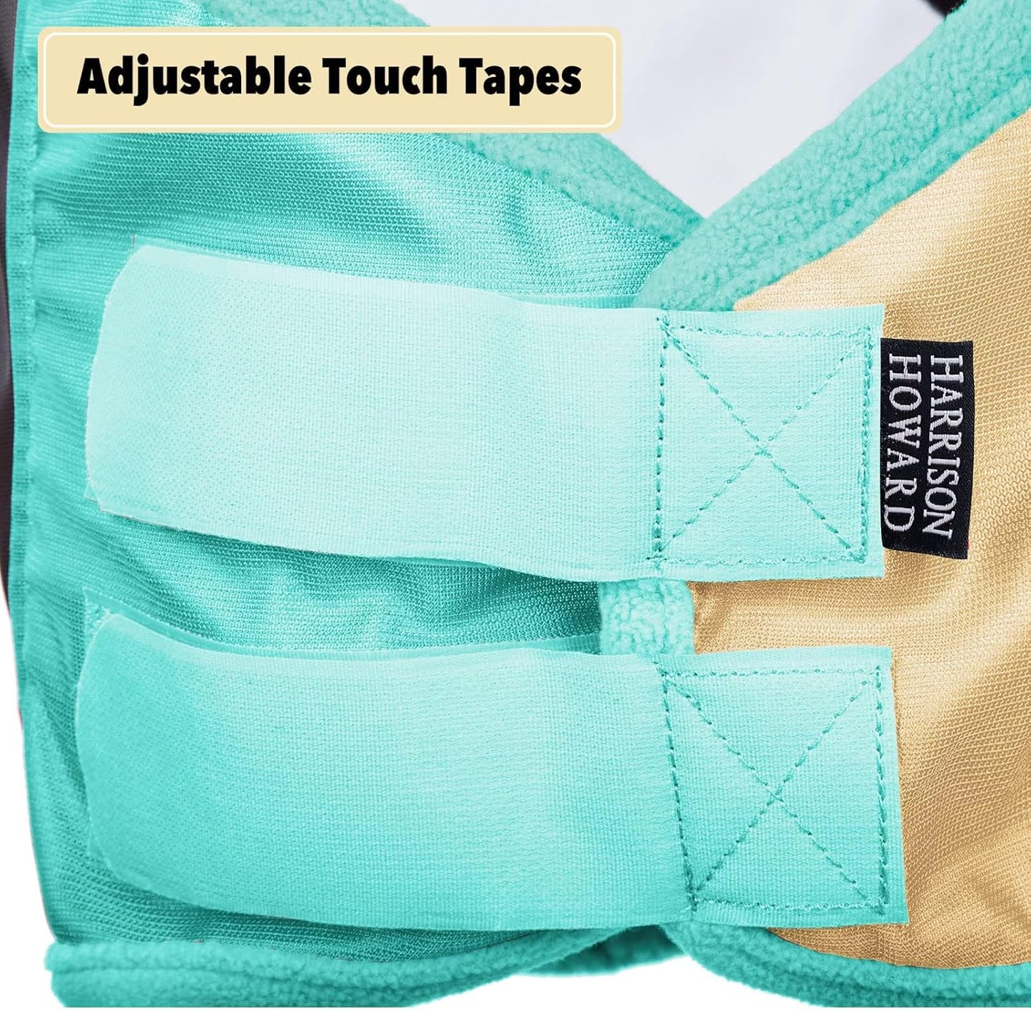 Harrison Howard Pro Luminous Horse Fly Mask Standard with Ears UV Protection for Horse Champagne Gold/Mint Large Full Size