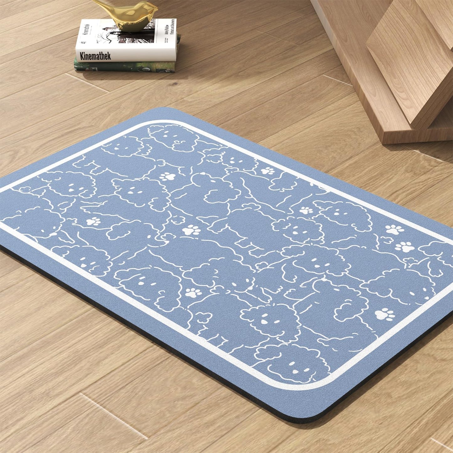 Pet Feeding Mat-Absorbent Dog Mat for Food and Water Bowl-No Stains Quick Dry Water Dispenser Mat-Dog Accessories Pet Supplies-Bowl for Messy Drinkers(BLUEDOGS,23"x34"