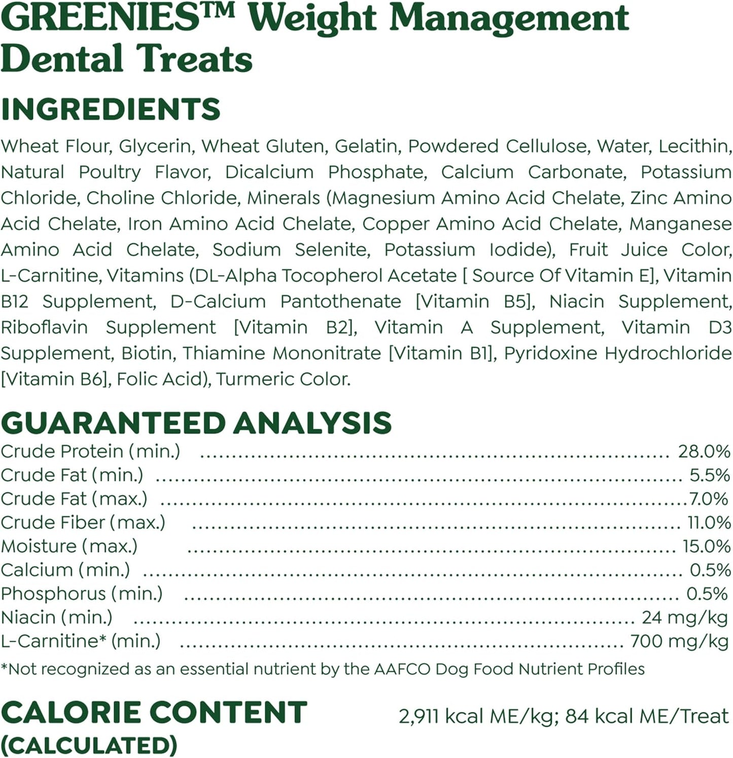 Greenies Weight Management Teenie Dog Dental Chews Weight Control Dog Treats, 27 oz. Pack (96 Treats)