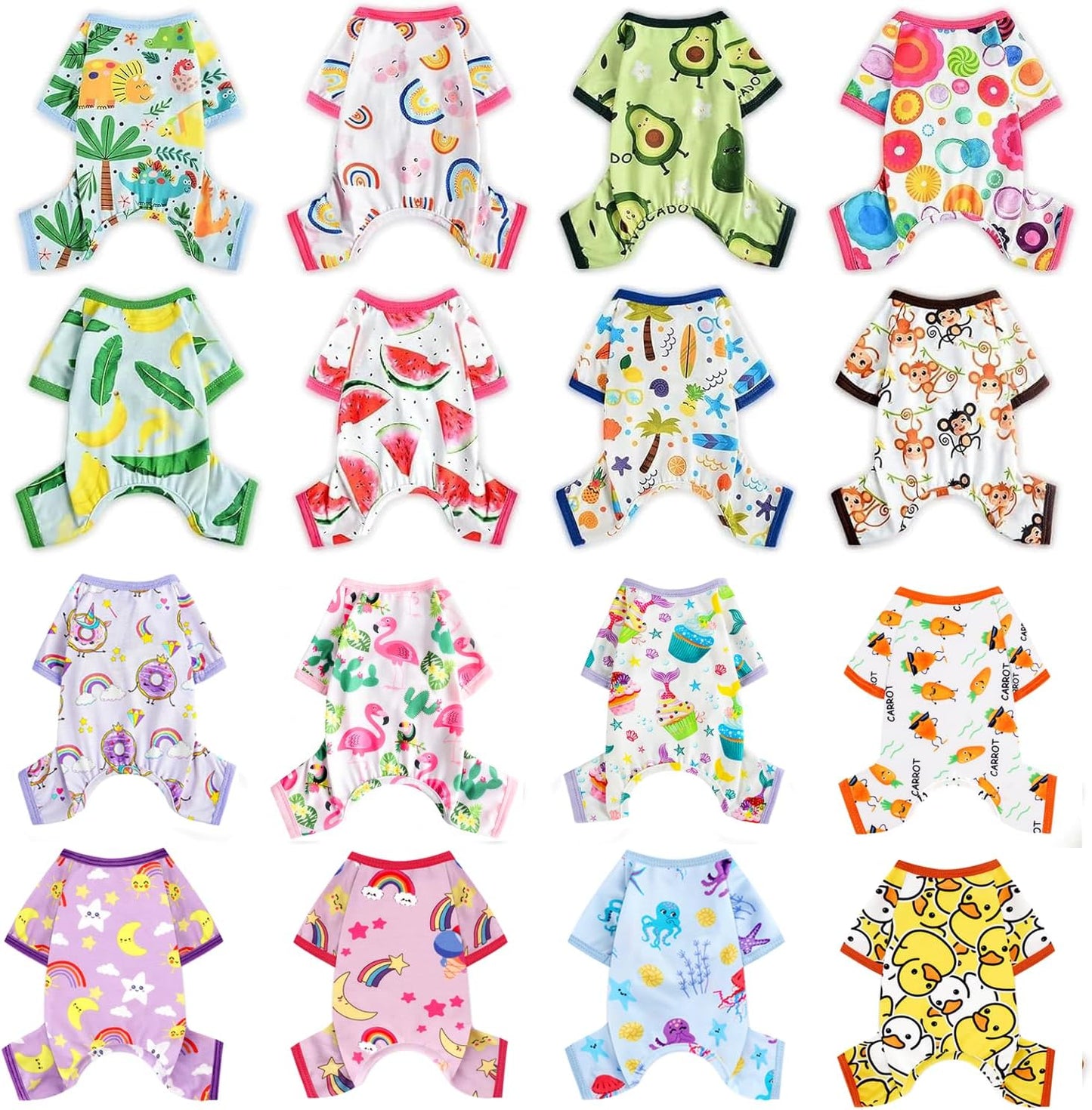 Dog Pajamas Pjs Spring Summer Dog Clothes for Small Dogs Girl - Boy - Medium Size Dogs, Soft Stretchy Puppy Clothes Doggie Onesies Cat Pet Jammies Outfit (Beach, Small)