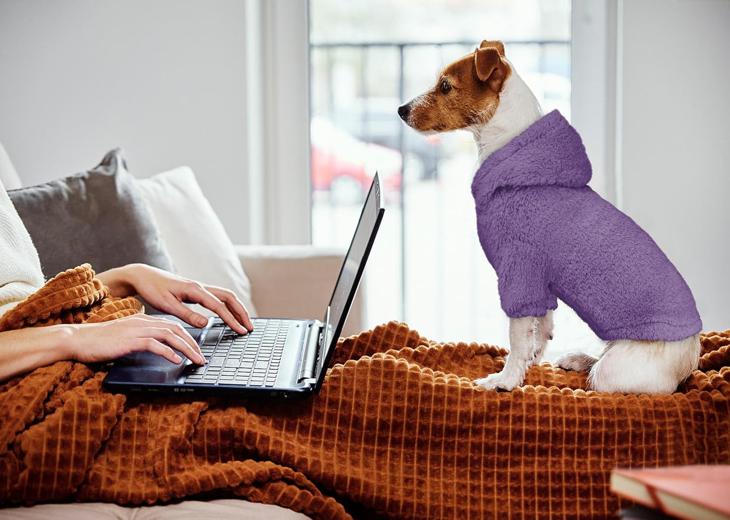 Fuzzy Dog Sweaters for Small Dogs Dog Hoodie Pet Clothes Warm Soft Cozy Coats Hooded Sweatshirt Fleece Small Pet Hoodies Sweater(Purple-XS)