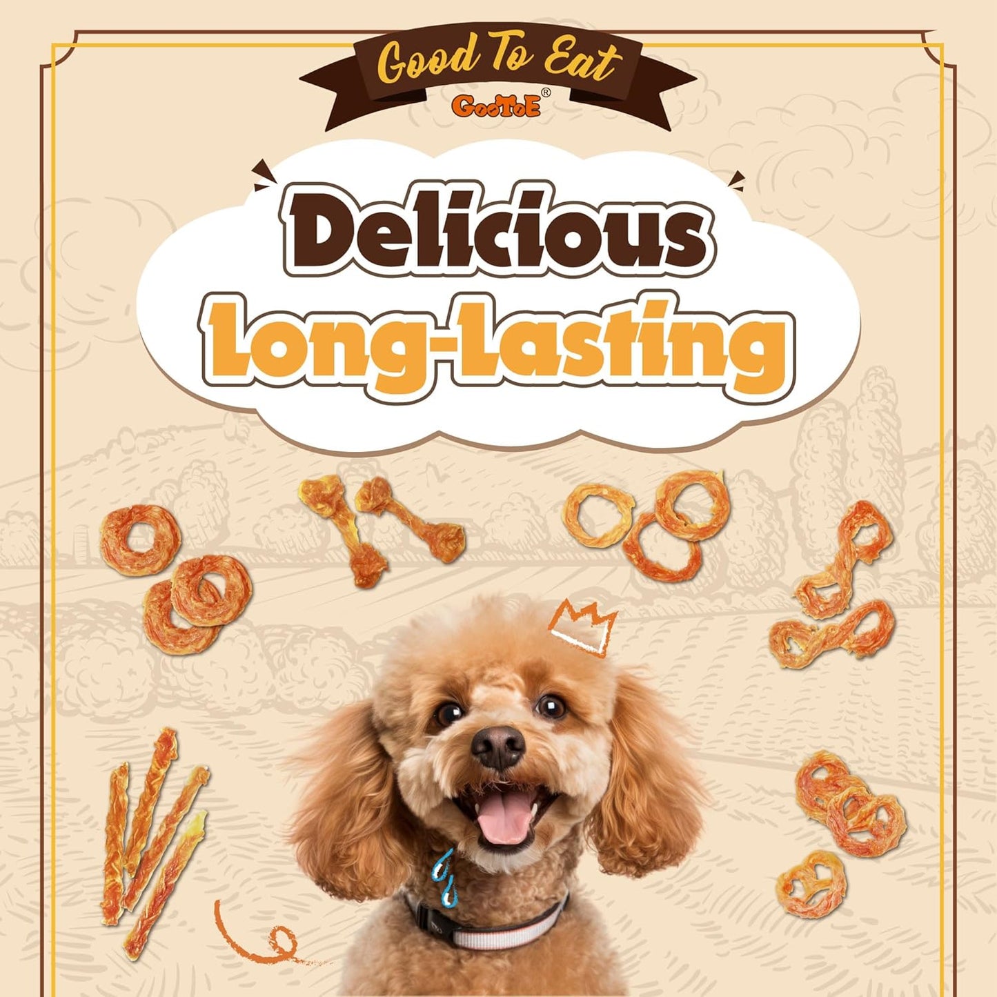 Gootoe Turkey Tendons for Dogs – All-Natural, Hypoallergenic Dog Treats, Rawhide Alternative, Long Lasting Puppy Chews, Healthy Dog Treats for Small Breeds, Bone (S), 16 oz Pack (1 lb)