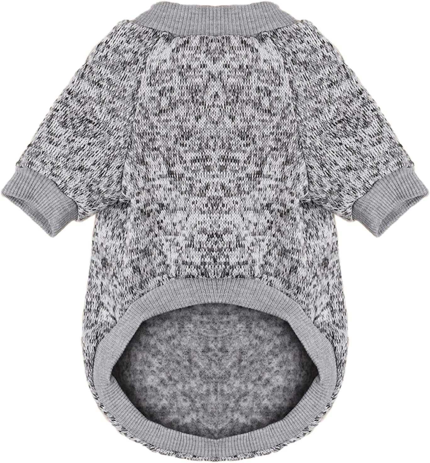Jecikelon Dog Clothes Dogs Sweater Soft Puppies Clothing Winter Puppy Sweaters Warm Outfit for Dogs Small XXS XS Cat Apparel (Grey, L)
