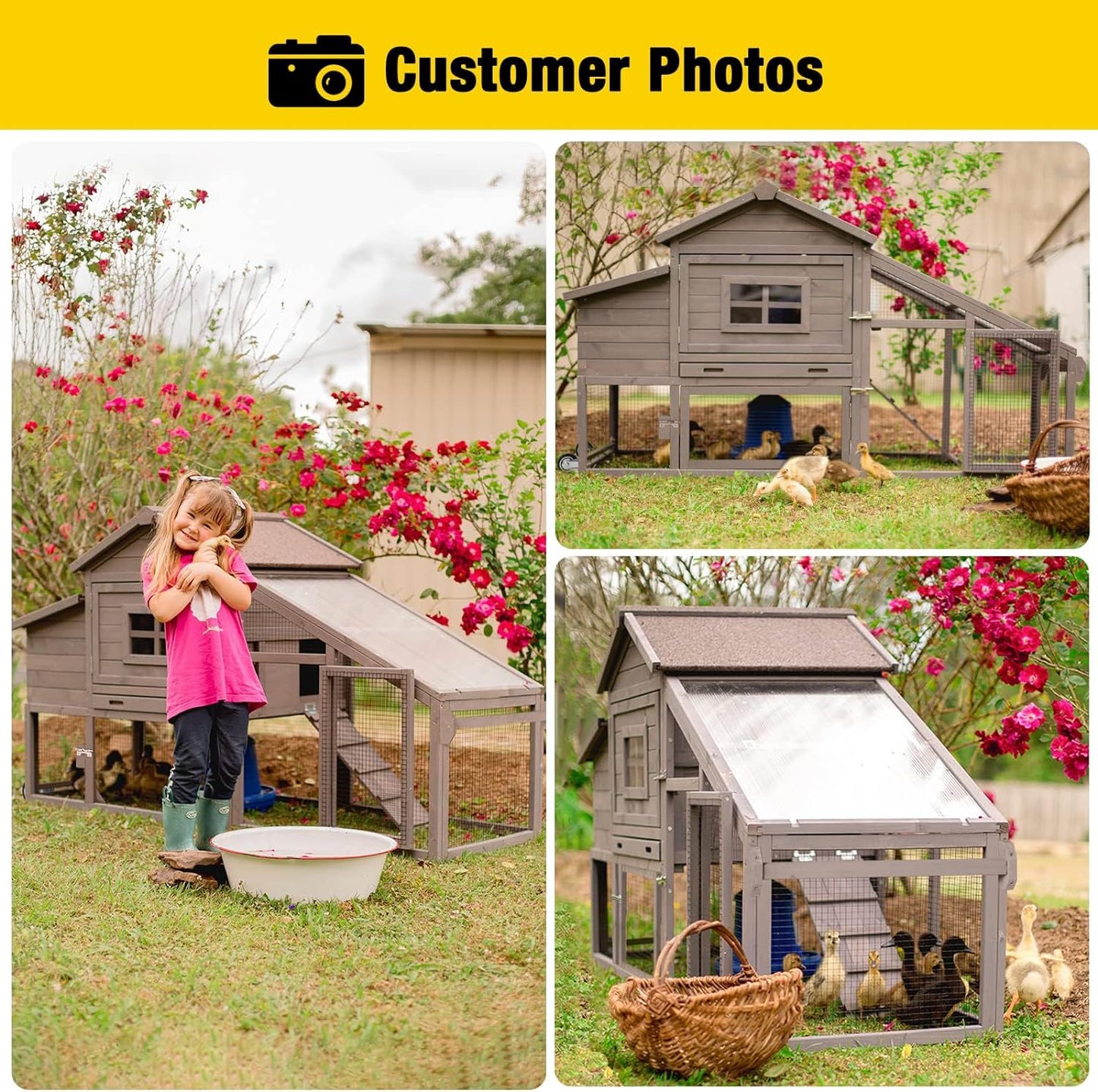 Aivituvin Chicken Coop Mobile Hen Coop, Large Poultry Cage with Wheels Outdoor Backyard Chicken House