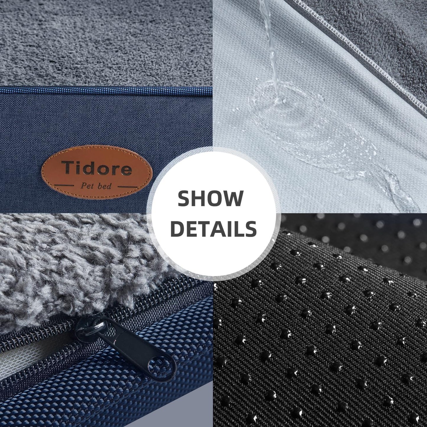 Orthopedic Dog Beds for Medium Dogs, Durable Egg Crate Foam Sofa Dog Bed wit Washable Removable Cover,Waterproof Lining,Pet Bed for Large Dogs (Navy Blue-Velvet, 26.4" L x 21.7" W x 6.2" Th)