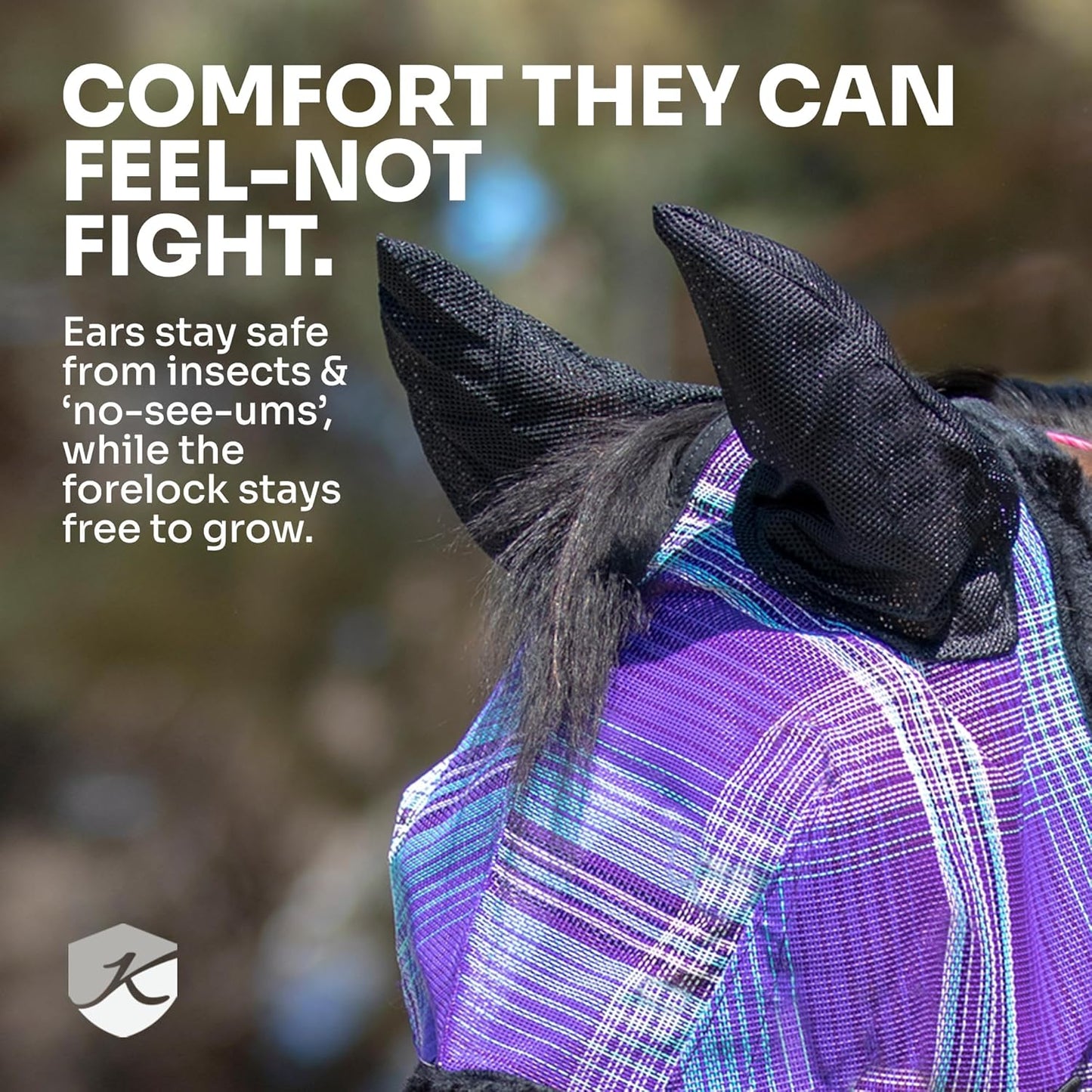 Kensington Signature Fly Mask w/Web Trim, Soft Mesh Ears & Forelock Opening Size: M-Small Horse Color: 500 - Desert Sand