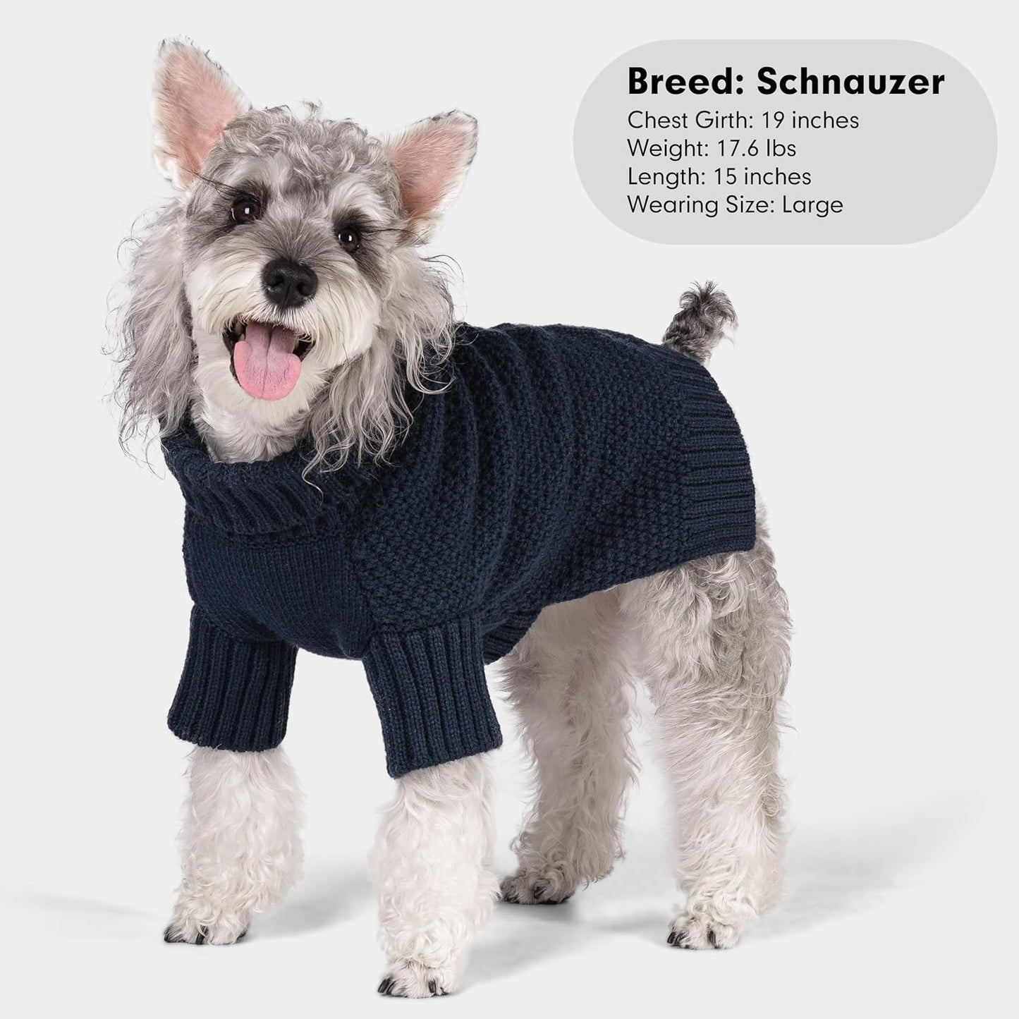 cyeollo Warm Small Dog Sweater, Knit Cold Weather Doggy Sweaters for Small Dogs Boy Pullover Winter Dog Clothes with Turtleneck for Indoor & Outdoor Wear, Navy M