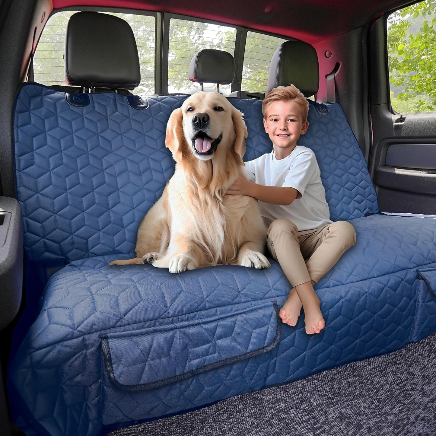 Dog Car Seat Covers for Back Seat, Heavy Duty Pet Bench Seat Covers for Trucks Waterproof Protector Back Seat Nonslip Dogs Car Seat Covers for Crew Cab/Ford F-Series/Ram 1500/Sierra/Silverado