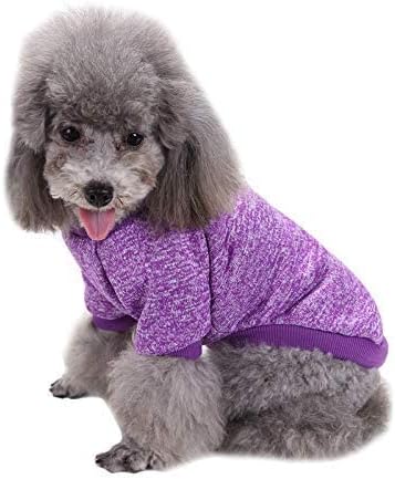 Jecikelon Dog Clothes Dogs Sweater Soft Puppies Clothing Winter Puppy Sweaters Warm Outfit for Dogs Small XXS XS Cat Apparel (Purple, S)