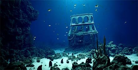 48X24IN Natural Underwater Aquarium Background, Pictures 3D Fish Reef Fish Tank Decoration Background, with 8 EVA Double-Sided Tape