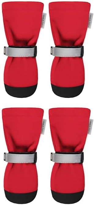 Canada Pooch Dog Winter Boots - Paw Protection, Anti-Slip Dog Shoes with Reflective Strap, Easy On for Small Medium Large Dog Booties - Red, Size 1