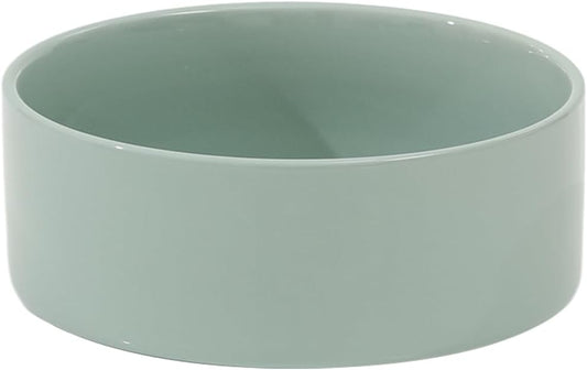 Ceramic 7.3inch Dog Bowl, Food and Water Bowl for Medium Breed Dog, Pet Feeder for Replacement (Single Bowl, Light Green)