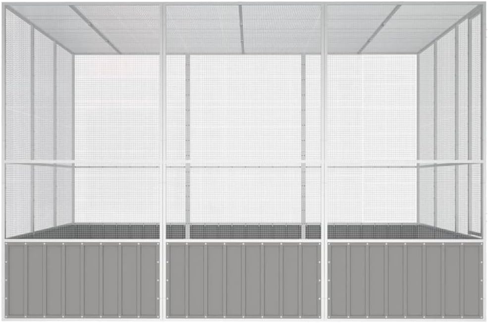 Steel Bird Cage, Large Flight King Bird Cage for Cockatiels African Grey Quaker Amazon Sun Parakeets Green Cheek Conures Pigeons Parrot Bird Cage Birdcage, Gray 119.1"x127.8"x83.3"