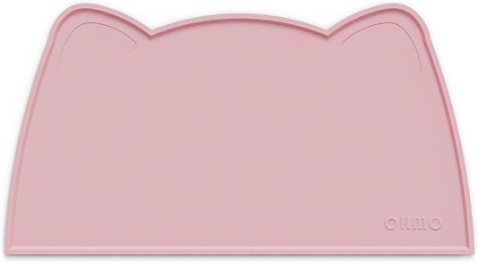 OHMO - Cat Food Mat, Silicone Pet Feeding Mat for Floor Non-Skid Waterproof Dog Water Bowl Tray, Easy to Clean Pet Placemat (Pink, 18 * 9.8'')