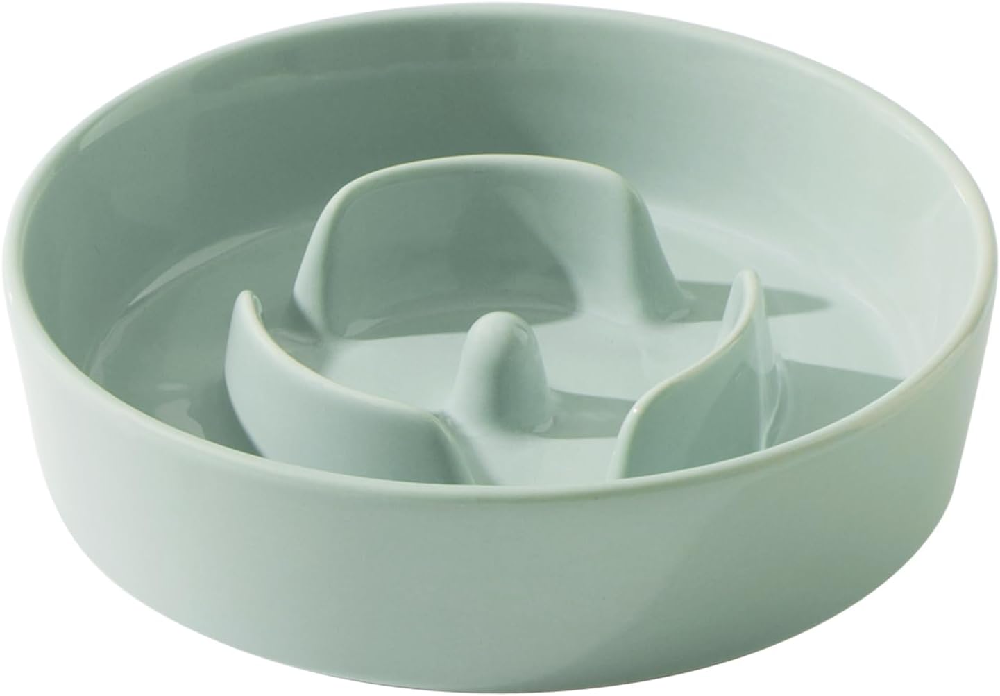 6.1inch Ceramic Dog Bowl Slow Feeder for Small Dog, Pet Slow Feeder, Stop Bloat, Preventing Choking(Single Bowl-Light Green)