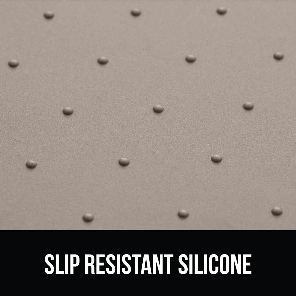 GORILLA GRIP 100% Waterproof Raised Edge BPA Free Silicone Pet Feeding Mat, Dog Cat Food Mats Contain Spills Protects Floors, Placemats for Cats and Dogs Water Bowl, Pets Accessories 32x24 Beige