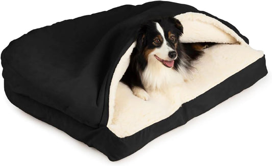 Snoozer Pet Products Luxury Rectangle Cozy Cave Dog Bed with Microsuede, Extra Large, Black