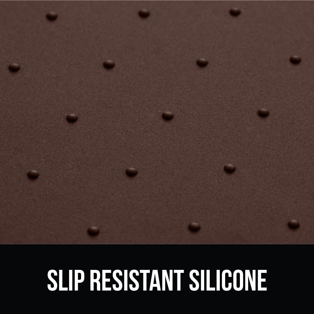 GORILLA GRIP 100% Waterproof Raised Edge BPA Free Silicone Pet Feeding Mat, Dog Cat Food Mats Contain Spills Protects Floors, Placemats for Cats and Dogs Water Bowl, Pets Accessories 23x15 Brown