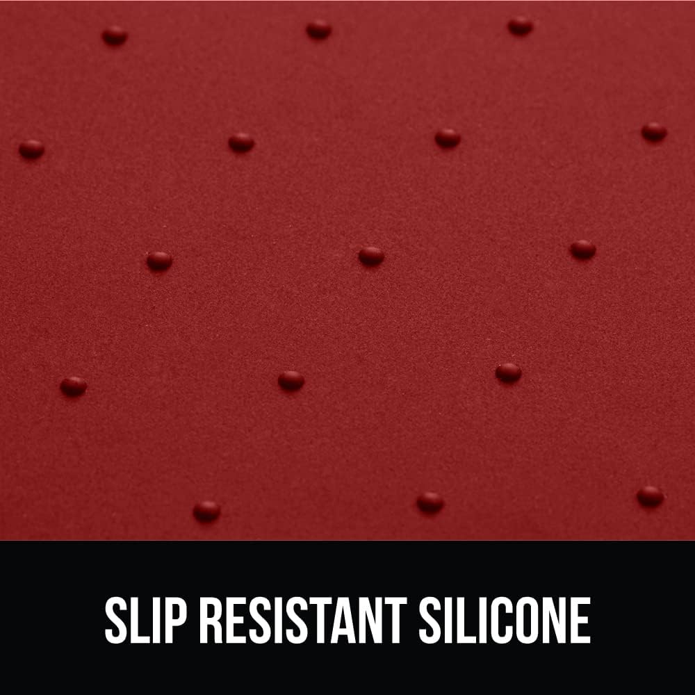 GORILLA GRIP 100% Waterproof Raised Edge BPA Free Silicone Pet Feeding Mat, Dog Cat Food Mats Contain Spills Protects Floors, Placemats for Cats and Dogs Water Bowl, Pets Accessories 16x10, Red