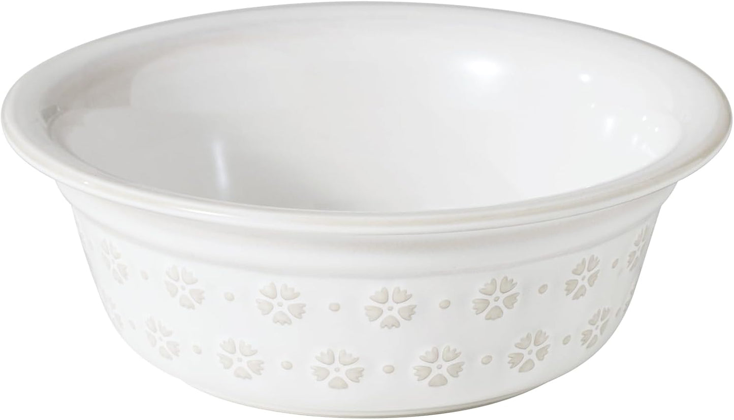 Ceramic 8.7inch Dog Bowl for Large Dog, Basic Food and Water Bowl for Replacement, Wide Opening Rounded Edge(Single Bowls, Reactived Glaze -White)
