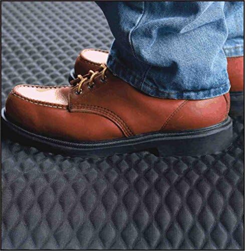 American Floor Mats Hog Heaven 5/8 inch Black & Yellow Border 5' x 6' Nitrile Backed Anti-Fatigue Comfort Mat