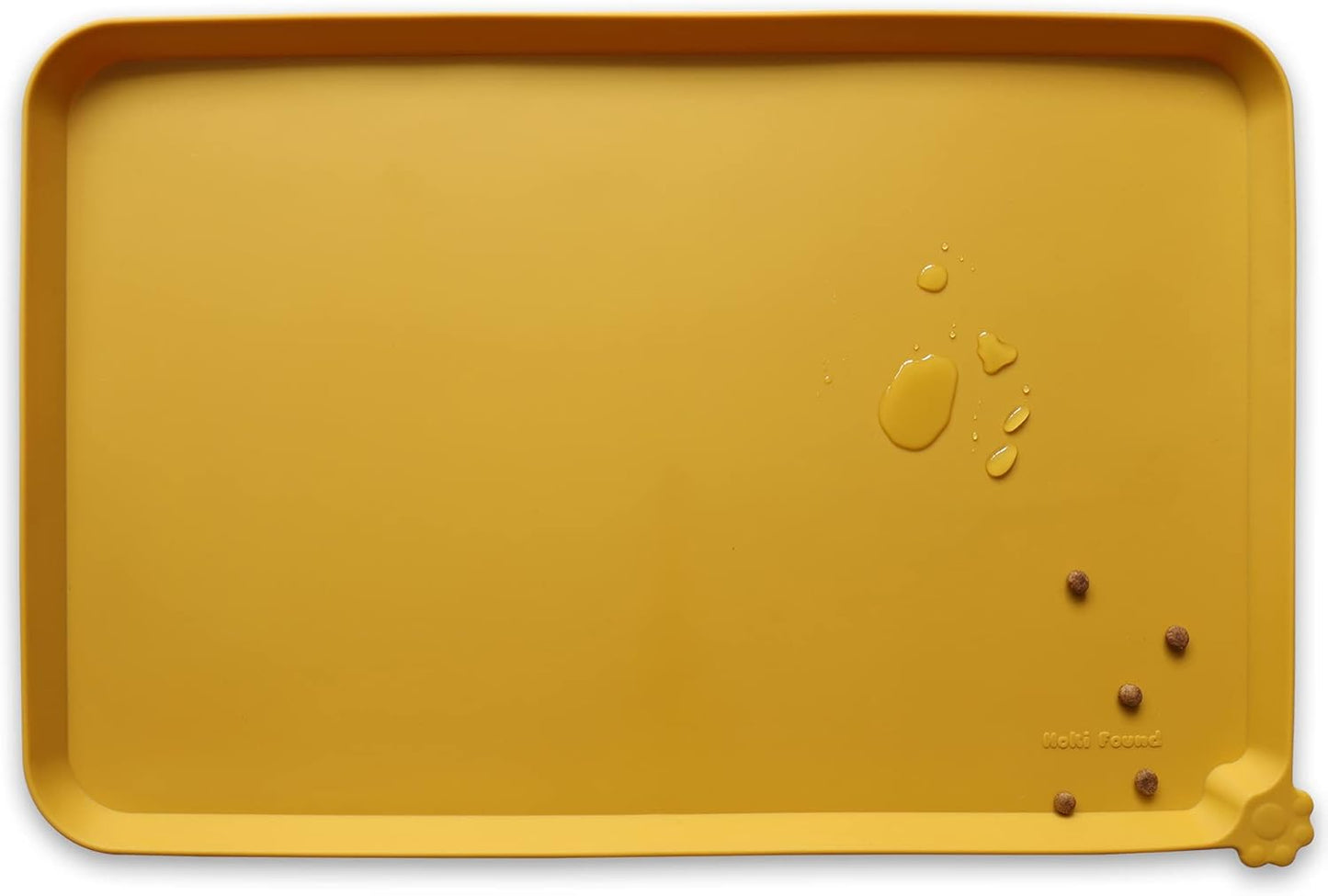 Hoki Found Large Silicone Pet Food Mats Tray - Non Slip Pet Dog Cat Bowl Mats Placemat - Dog Pet Cat Feeding Mat - Waterproof Dog Cat Food Mats -Pet Water Mats for Carpet - Honey