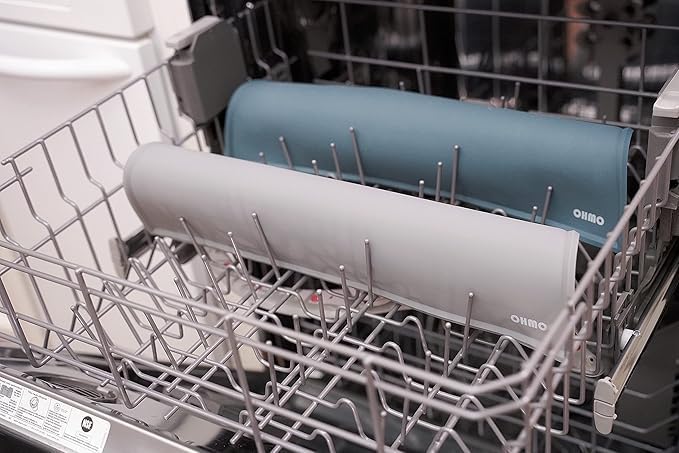 OHMO - Cat Food Mat, Silicone Pet Feeding Mat for Floor Non-Skid Waterproof Dog Water Bowl Tray, Easy to Clean Pet Placemat (Sage Green, 18 * 9.8'')