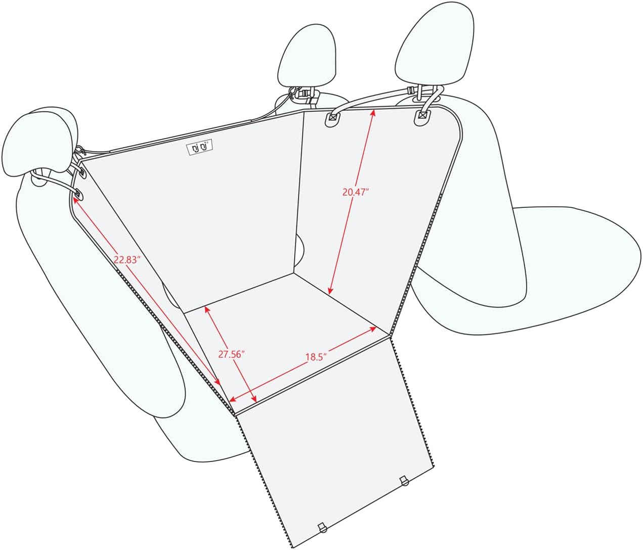 njnj Dog Car Seat Cover for Back Seat - Waterproof Dog Half Hammock for Cars with Mesh Window,Scratchproof Pet Backseat Protector,Perdurable,Non-Slip Booster Seat for Small,Medium and Large Dogs