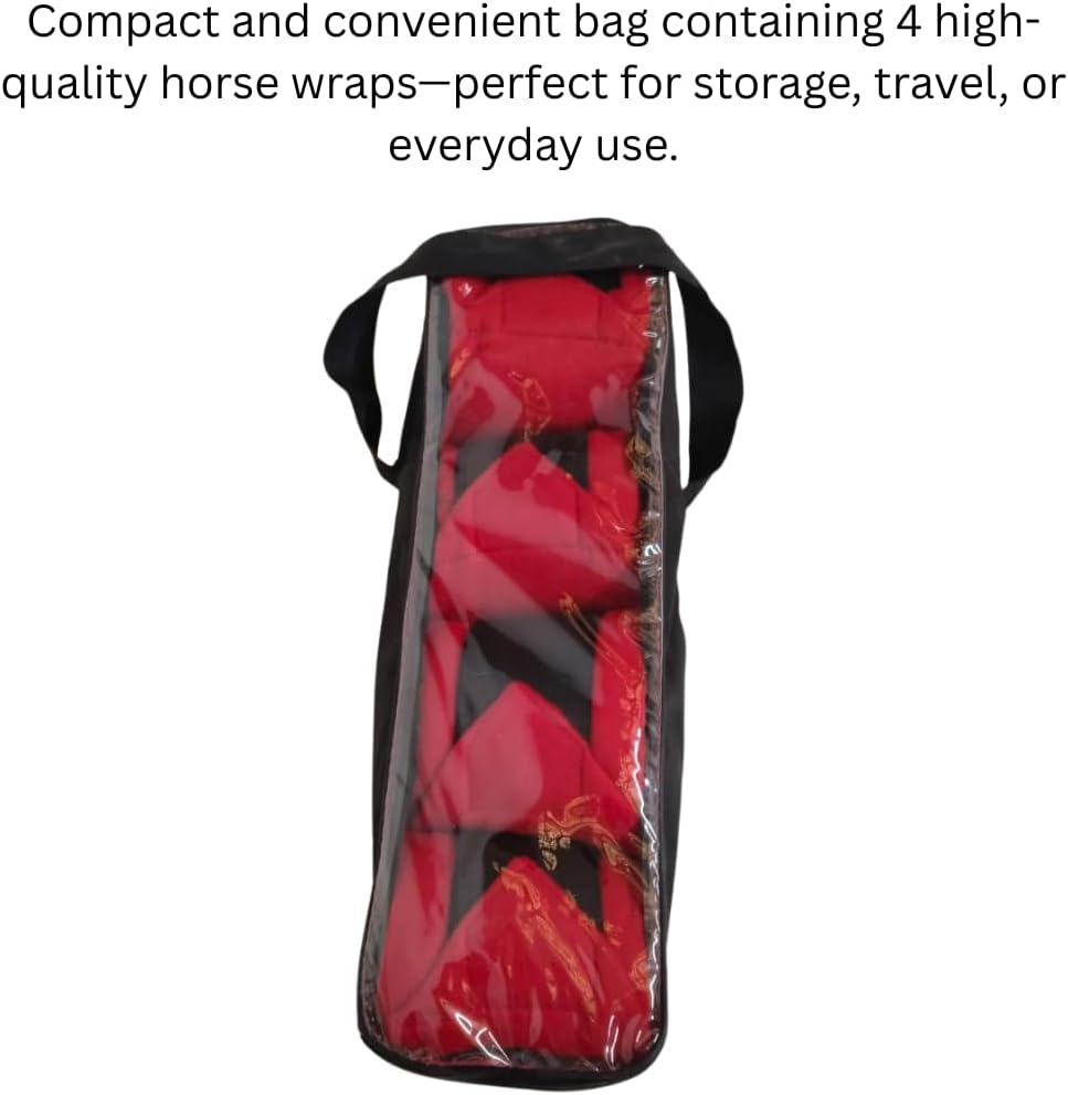 Horse Leg Bandage/Horse Leg wrap (Set of 4) Red, Blue, Navy Blue, and Black (RED)